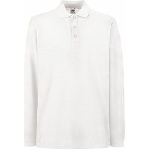 Fruit of The Loom Unisex Polo Premium lange mouwen, wit, L