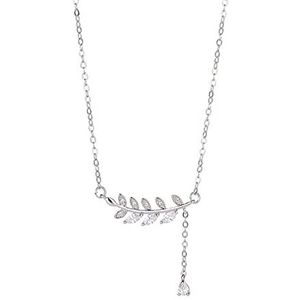 Kettingen voor vrouwen, Dames kettingen Boutique hanger zilver for dames Dazzling Zircon Leaf Tasselcle Collares The for dames