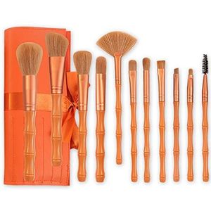 Make-upborstels, Blush-borstel, Make-upborstelset, Make-upborstels, Make-upborstelset Haren Zachte 11-delige Blush Losse Borstel Schoonheid Make-up Gereedschap Losse Borstel Volledige Set(Orange)