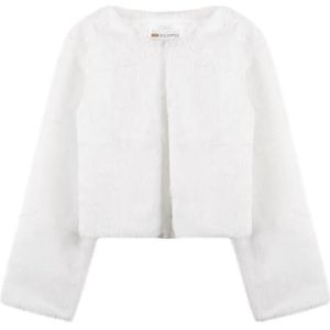 Bolerose Meisjes Knus Imitatiebont Voor kinderen Kinderen Bolero Shrug Jasje Jas (Wit, 9-10 Jaren)