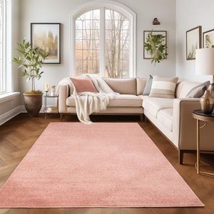 Laagpolig vloerkleed, Unicolor - Monochroom, Vloerkleed Roze, 280 x 370 cm, Tapijten in moderne stijl, Tapijt woonkamer