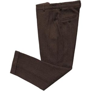 AeoTeokey Mannen Pak Pant Visgraat Tweed Jurk Vintage Broek Casual Dikke Wol Geplooide Voorzijde, Koffie, 32W / 34L