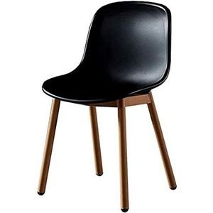 GEIRONV Moderne eetkamerstoel, metalen poten restaurant koffiestoel kunststof zitting make-up stoel metalen antislip poten eetkamerstoelen Eetstoelen (Color : Black, Size : 46x45x81cm)