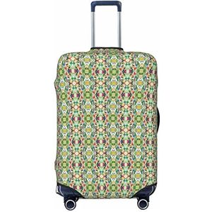 KOOLR Toekans papegaai palmboom bladeren afdrukken koffer cover elastische wasbare bagage cover koffer beschermer voor reizen, werk (45-81 cm bagage), Zwart, Small