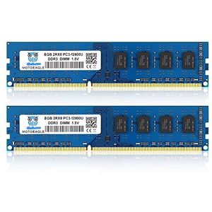 16GB Kit DDR3-1600 UDIMM 8GBx2 PC3 12800 1.5V CL11 2Rx8 PC3 12800U 240-Pin DDR3 1600MHz Non-ECC Dual Rank Desktop Werkgeheugen