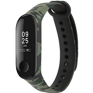 Smart Armband Compatible With Xiaomi 4 3 Camouflage horloge met verstelbare siliconen polsband vervanging met mode sport horlogeband (Color : Green, Size : Xiaomi band 3)