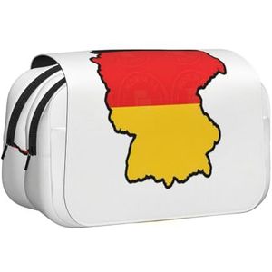 JEJEA Duitse Vlag Kaart Print Pen Etui Potlood Case Houder Voor Potloden Make-up Multifunctionele Organizer Doos Voor Adluts, Zwart, Eén maat, Toilettas