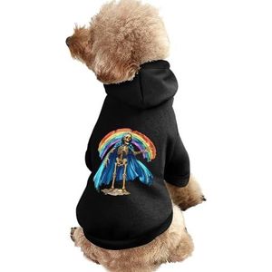 Skelet Cape Regenboog Gedrukt Pet Hoodie Sweatshirt Warme Puppy Pullover Winter Jas Voor Kleine Medium Grote Honden Katten