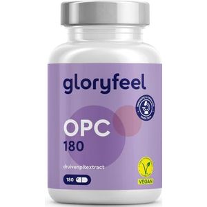OPC (95%) Druivenpit Extract Resveratrol - 180 capsules voor 3 maanden voorraad - 1052mg extract PLUS vitamine C - Originele Franse druiven - 180 veganistische tabletten - Laboratorium getest