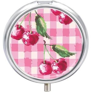 Perzik Plaid Patroon Pillendoos Ronde Draagbare Pil Organizer Waterdichte Dagelijkse Vitamine Houder Dozen Creatieve 3 Compartiment Geneeskunde Pil Case voor Portemonnee Of Pocket