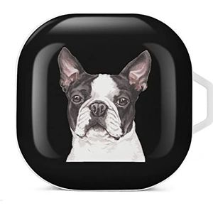 Leuke Boston Terrier hond oordopjes hoesje compatibel met Samsung hard shell beschermhoes witte stijl