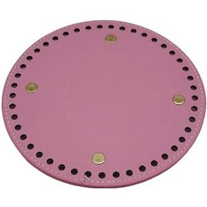 Lederen PU tas bodemplaat accessoires haak doe-het-zelf wol breigereedschap materiaal tas (cirkeldiameter: 15 cm. rechthoek: 22 * ​​10 cm) (Color : Pink Round)