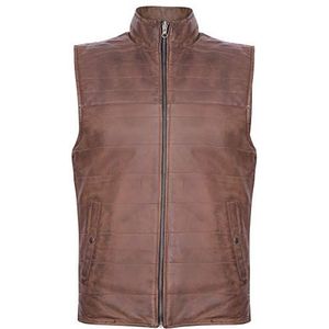 Heren zwart bruin omkeerbaar lederen puffer body warmer gewatteerd vest gilet, Zwart, 5XL