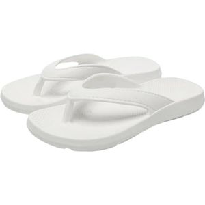 UBOHUZ Teenslippers voor dames, platte slippers voor dames, zomer, outdoor, comfort, zachte zool, strandsandalen voor dames, platte pantoffels, binnen, casual, huisslippers voor strand, binnen, Wit