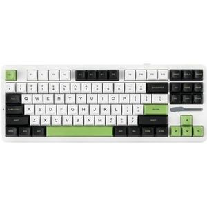 QPSJXN F87 Pro 87-Key-mechanisch mechanisch toetsenbord, draadloos, Bluetooth 5.0, 2,4 g bekabelde afdichtingsmontage, compatibel met Windows (White Green)