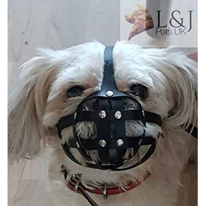 L&J Pets Uk Lederen hond muilkorf voor Shih Tzu en andere platte gezicht korte snuit hond
