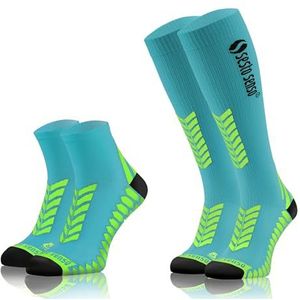sesto senso 2 paar sneakerloopsokken en compressiekousen, sportsokken voor dames en heren, 2 paar - turquoise, 39-42 EU