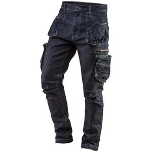 NEO TOOLS Heren werkbroek denim of set, lang, 8 zakken, maat XS-3XL, versterkte naden, geproficeerd kniegebied, gemengd weefsel 98% katoen, 2% elastaan 410 g/m2 multifunctionele zakken, cargo