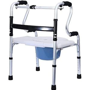 Nachtkastje Aluminium toiletstoel met rug en armen Lichtgewicht rechtopstaande rollator Transfer douchestoel voor ouderen Gehandicapten Nachtkastje toiletstoel voor toilet