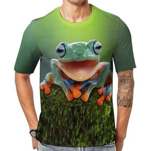 Pylon Blue Laughing Tree Frog Heren Grafisch T-shirt met korte mouwen Ronde hals Print Casual Tee Tops L