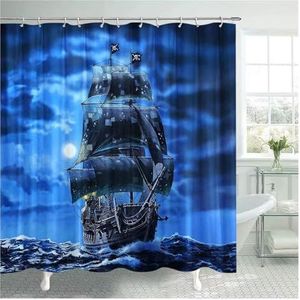 GSJNHY Douchegordijn betere gordijnen piraat patrijspoort zeeman polyester douchegordijn wanddecoratie hangende gordijnen (kleur: 2, maat: slechts 50 x 80 cm mat)