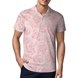 Pink Rose Heren Golf Polo-Shirt Zomer Korte Mouw T-Shirt Casual Sneldrogende Tees 2XL