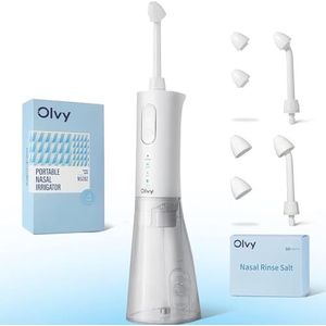 Olvy Neusdouche – Met 50 Zakjes Spoelzout – Neusspoeler - Elektrische Neusreiniger – Neusdouche Volwassenen