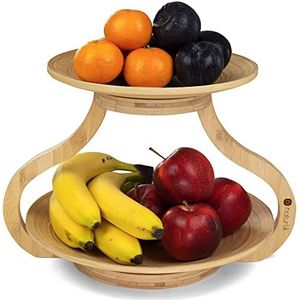 naturlik Fruitetagère, uitneembare fruitschalen, etagère, 2 etages, moderne fruitschaal, bamboe etagère, hout, fruitbord, fruitmand, fruitopslag