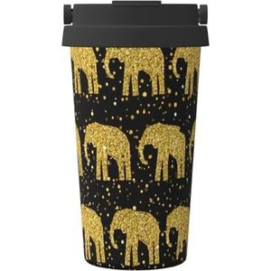 FRGMNT Abstracte olifant patroon afdrukken thermische koffiemok, reizen geïsoleerde deksel roestvrij stalen beker voor thuiskantoor buiten