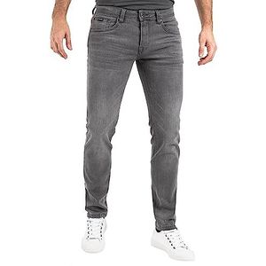 Peak Time Herenjeans, slim fit broek met elastische tailleband Milaan, lichtgrijs, 33W / 34L
