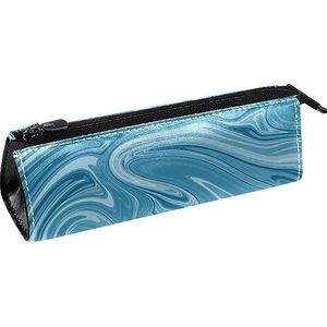 Turquoise Water Wave Pen Tas Briefpapier Pouch Potlood Tas Cosmetische Pouch Tas Compacte Rits Tas, Meerkleurig, 5.5 ×6 ×20CM/2.2x2.4x7.9 in, Tas Organizer