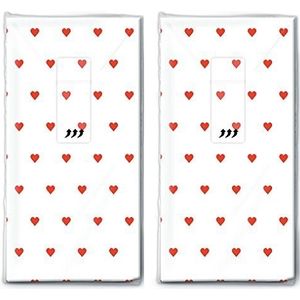 20 zakdoeken (2 x 10) kleine harten rood/hartjes/bruiloft/vreugdetranen