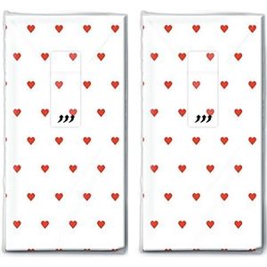 Zakdoeken - Rood - Kleine Harten - 20 Stuks - Papieren Zakdoeken van Duitse Kwaliteit