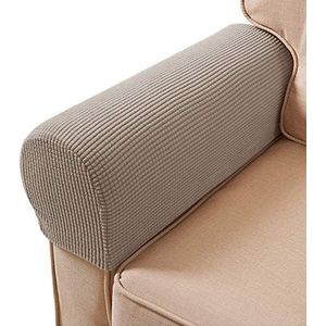 Armleuninghoezen, set van 4 stuks, stretchy en zacht polyester, antislip, meubelbeschermer voor stoel of bank, verkrijgbaar in verschillende kleuren (Zandkleur)