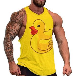 Gele eend heren tanktop grafische mouwloze bodybuilding T-shirts casual strand T-shirt grappige sportschool spier
