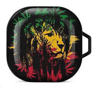 Rasta Lion Oordopjes Hoesje Compatibel met Samsung Hard Shell Beschermhoes Zwart-Stijl