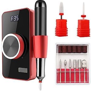 Elektrische nagelvijl, 35000 RPM nagelboormachine, oplaadbare draadloze nagelschuurmachine for manicure, draagbare machine for nagels voor zowel natuurlijke als kunstnagels (Color : Rosso, Size : A