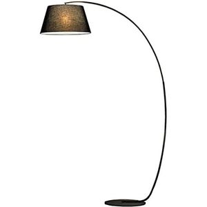 Retro Lamp voor Binnen Smeedijzeren Boog Vloerlamp Moderne Stof Lampenkap Vloer Leeslamp E27 Lamp Voor Woonkamer Slaapkamer Kantoor Vintage Staande Lampen (Color : Black, Size : 100 * 180cm)