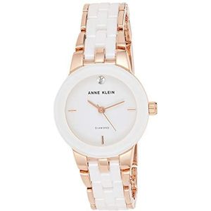 Anne Klein Dames North Classics Quartz Horloge met Analoge Display en Keramische Armband, Wit/Rose Goud, Armband