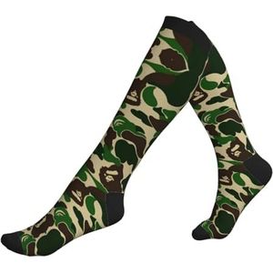 DEXNEL Aniaml Camouflage Groene Compressie Sokken Voor Mannen Vrouwen 20-30 Mmhg Compressie Sokken Voor Sport Ondersteuning Sokken, Zwart, Eén Maat