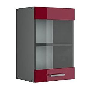 Vicco R-Line Keukenkast, hangkast, onderkast, keukenblok, antraciet (bordeaux hoogglans, hangkast met glas 40 cm)