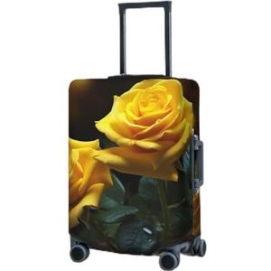Reisbagagehoes Elastische Bagagehoezen Mooie gele rozen Koffer Cover Bagages Protector voor Reizen Anti-Kras Koffer Covers voor Volwassenen Wasbare Bagages Decoratief (18-32""), Zwart, X-Large