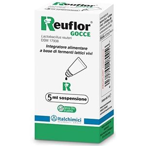 Reuflor® 5 ml druppels, voedingssupplement op basis van levende melkfermenten, nuttig voor het bevorderen van het evenwicht van de darmflora, kindvriendelijk probiotica, zonder palmolie