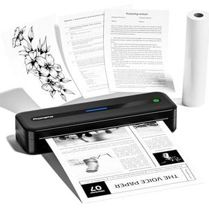 Phomemo M832 A4 Thermische Printer, Inkless Draagbare Printer Compatibel met Android en iOS, voor Thuis, Foto, Tatoeage, Ondersteunt 210x297 mm A4 Thermisch Papier, Zwart