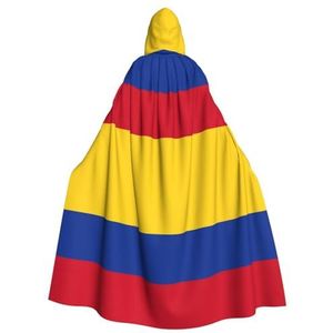 Bxzpzplj Vlag van Colombia mantel met capuchon voor mannen en vrouwen, volledige lengte Halloween maskerade cape kostuum, 185 cm