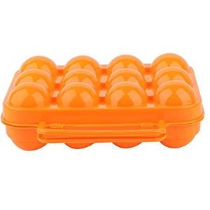 Eihouder met stofbestendig & vochtbestendig dubbele kant plastic opbergdoos gesp voor het beschermen van 12 eieren (oranje)