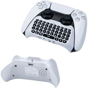 Mcbazel Draadloos toetsenbord voor PS5-controller, Bluetooth 3.0 Gamepad Chatpad voor PS5-controller met ingebouwde luidspreker en 3,5 mm audioaansluiting