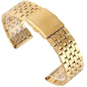 YingYou Goud 18 20 22 MM Metalen Horlogebanden Vouwsluiting Roestvrij Staal Mode Vervangende Polshorloge Bandjes Met 2 Spring Bars (Color : Gold, Size : 22mm)