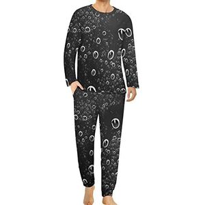 Regen op autoruit comfortabele herenpyjama-set met ronde hals en lange mouwen, loungewear met zakken, 4XL