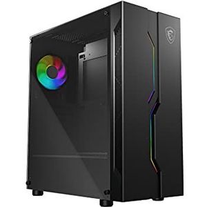 MSI MAG VAMPIRIC 010X Mid-Tower PC-behuizing, zwart, 1 x 120 mm ARGB ventilator, mystieke lichtsynchronisatie, MSI ARGB hub met geïntegreerde verlichtingsdriver, gehard glas